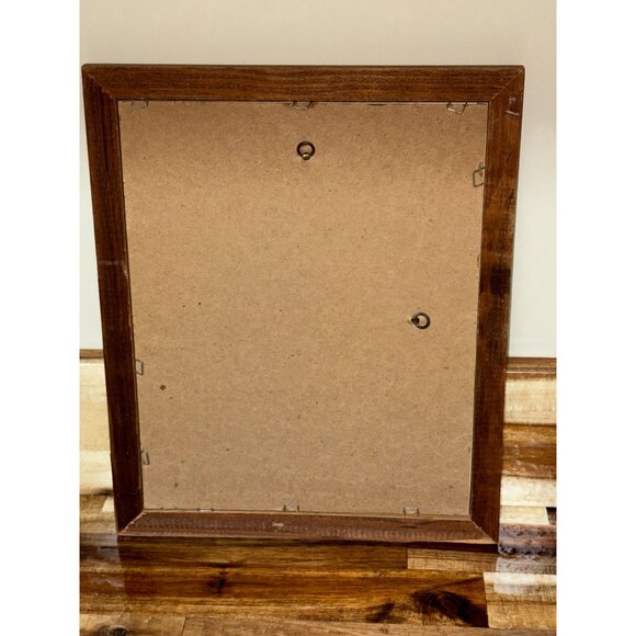 Framed Vivien Flasch Floral Art Print Blue Flower & Brown Scroll Design Overall - Picture 5 of 8